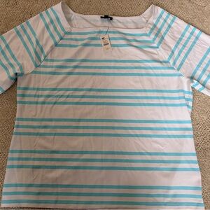 Talbots White and Blue Striped Top